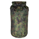 MFH 4L waterproof drybag in M05 Finnish camouflage with roll-top closure and durable ripstop fabric for outdoor use