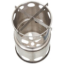Compact stainless steel portable camping stove burner for efficient cooking and heat distribution outdoors.