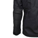 Close-up of black Mil-Tec ripstop military jacket sleeve with padded elbow protection and narrow fit design