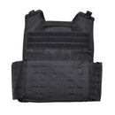 Black MIL-TEC laser cut tactical combat plate carrier vest with MOLLE attachment system and adjustable straps.
