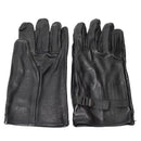 Pair of black original Belgian army tactical leather gloves with adjustable strap, military issue, new condition.