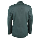 Back view of original green German police dress jacket with formal cut and long sleeves, new condition