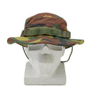 Belgian military style boonie hat with wide brim in jigsaw camo ripstop fabric displayed on mannequin head