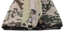 Close-up of folded TACGEAR waterproof leg gaiters in Flecktarn Desert camo with zipper and adjustable drawstring closure