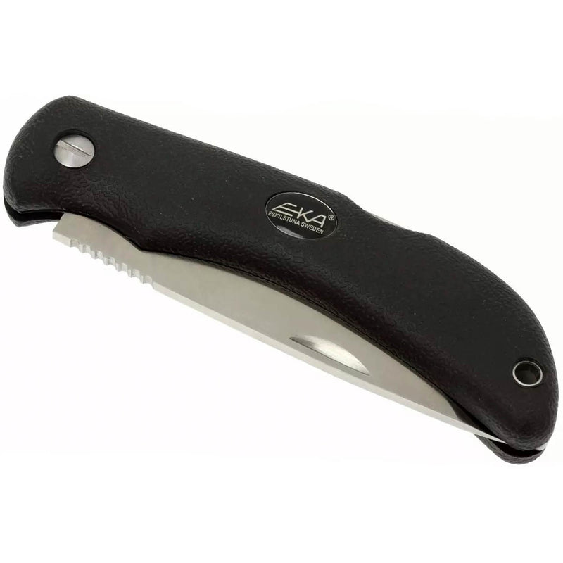 EKA Brand Swede 10 folding pocket knife nylon sheath 57 HRC steel black handle