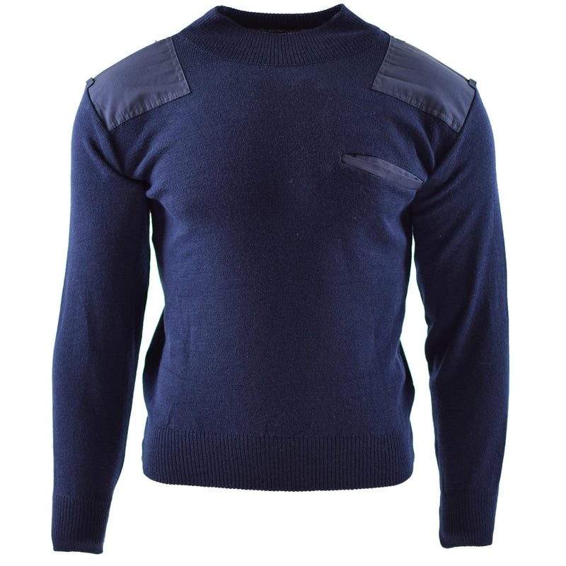 Genuine Dutch army pullover Blue Jumper Military Sweater Round Neck Officer