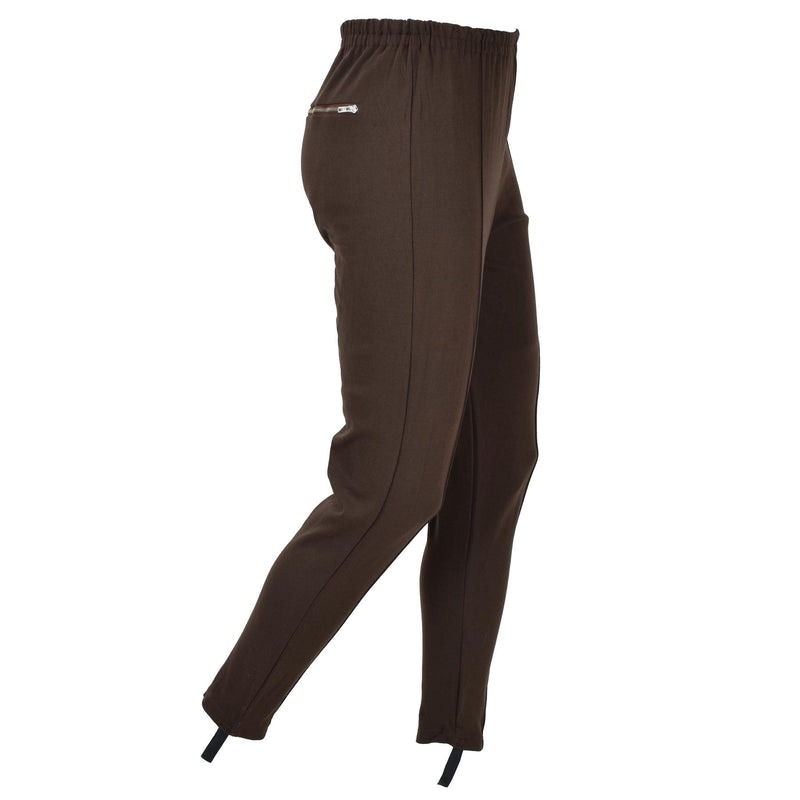 Original German military NVA brown sweatpants sports stirrup training trousers