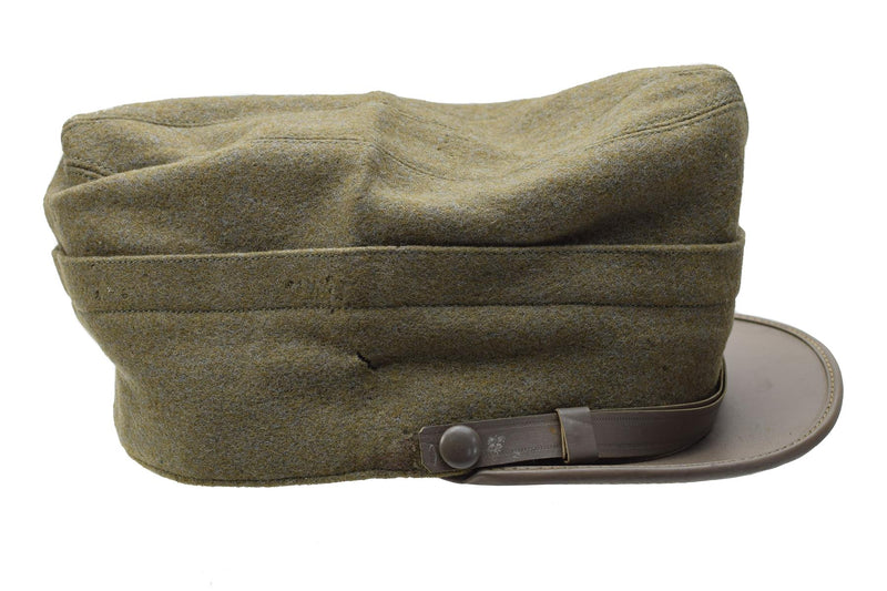 Original Italian military snapback field cap olive wool lightweight vintage