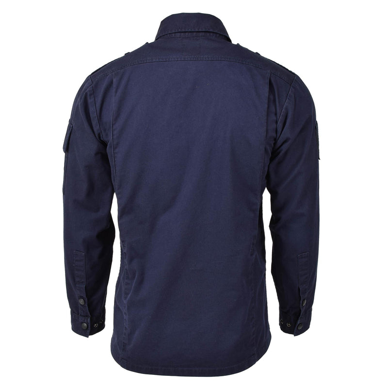 Original Dutch army jacket workwear blue uniform long sleeve military shirt