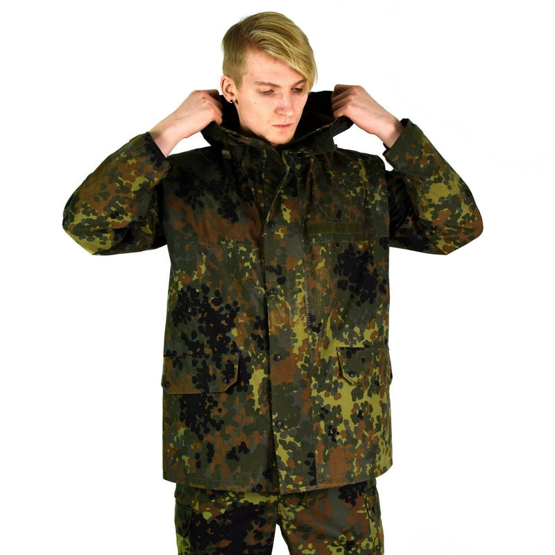 Original German army field Jacket GoreTex Flecktarn waterproof rain parka NEW