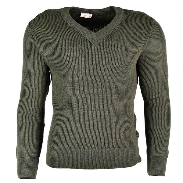 Original French army sweater pullover Jumper Chlorofibre V-neck wool