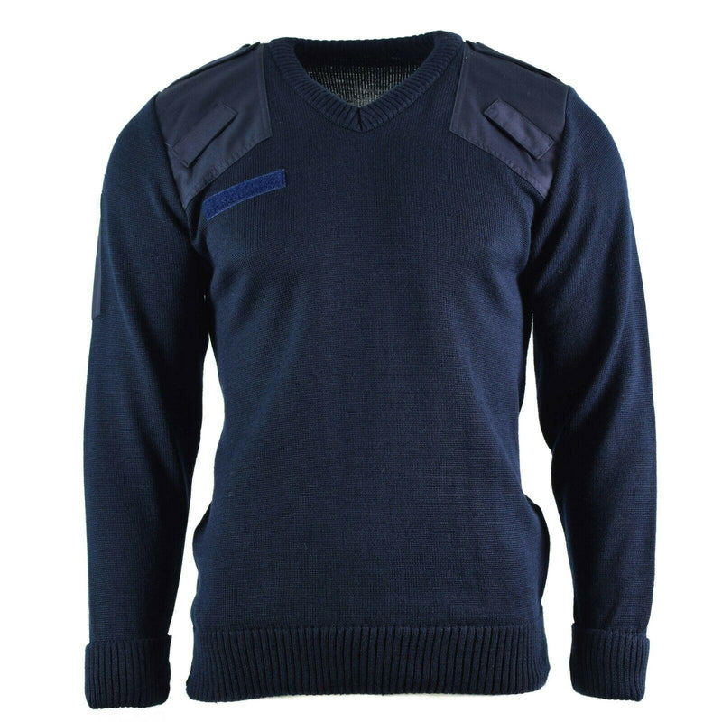 Genuine British Sweater army police pullover Commando Jumper blue V-neck Men NEW