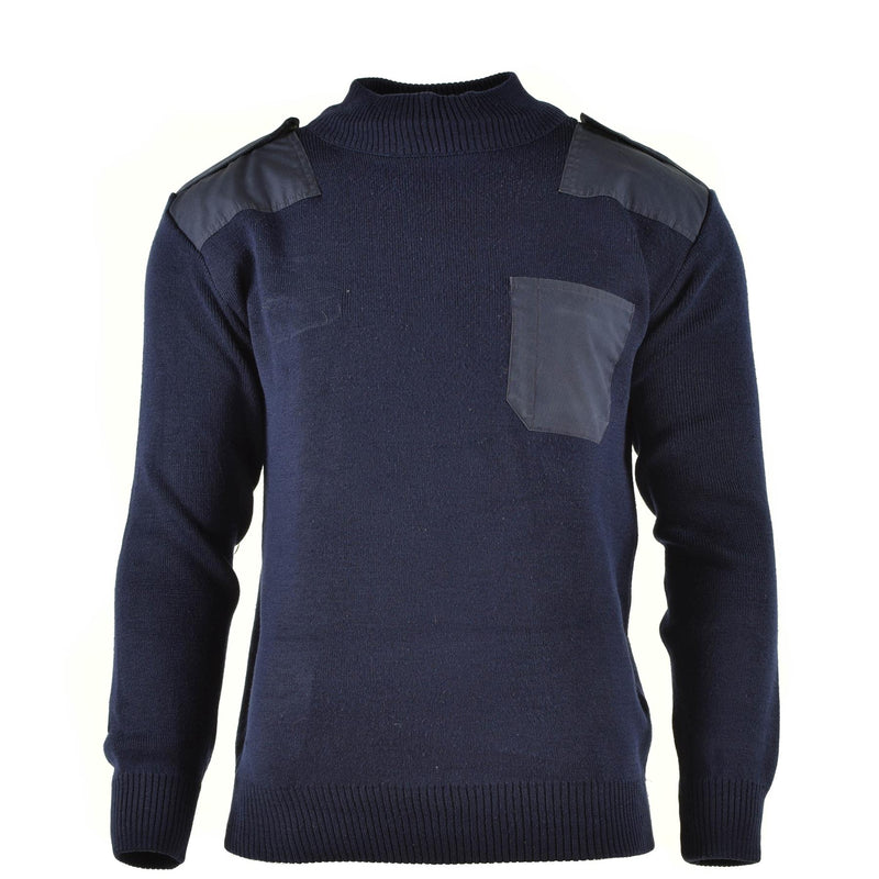 Genuine Dutch army pullover Blue Jumper Military Sweater Round Neck Officer