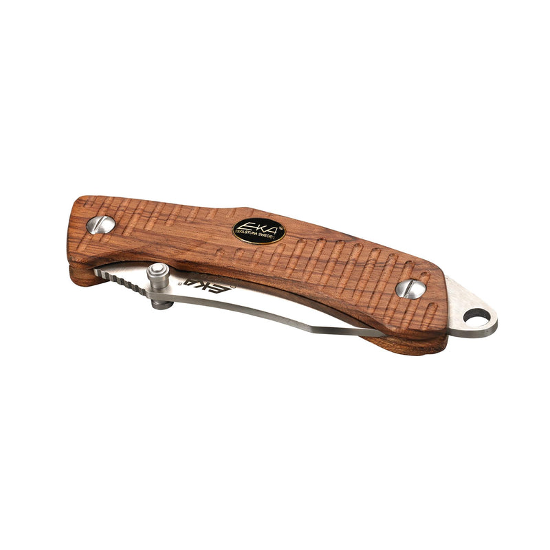 EKA Brand Swede 9 folding knife 57 HRC stainless steel firestarter wooden handle