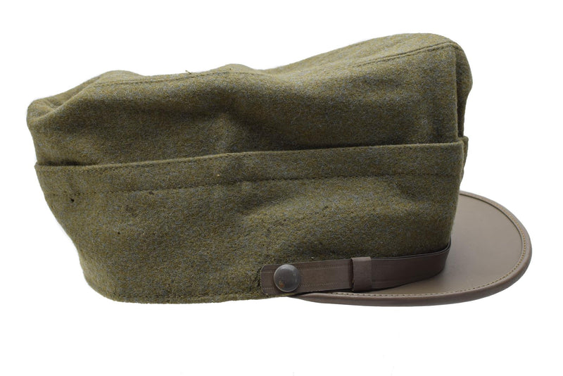 Original Italian military snapback field cap olive wool lightweight vintage