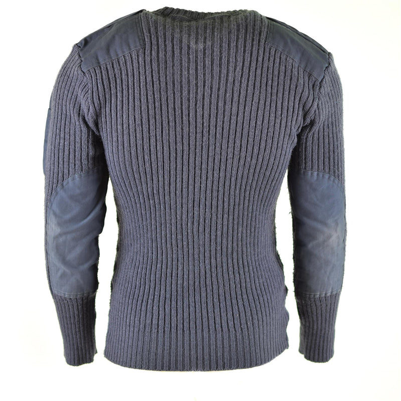 Original British army pullover Commando Jumper Blue Grey sweater Wool V-Neck