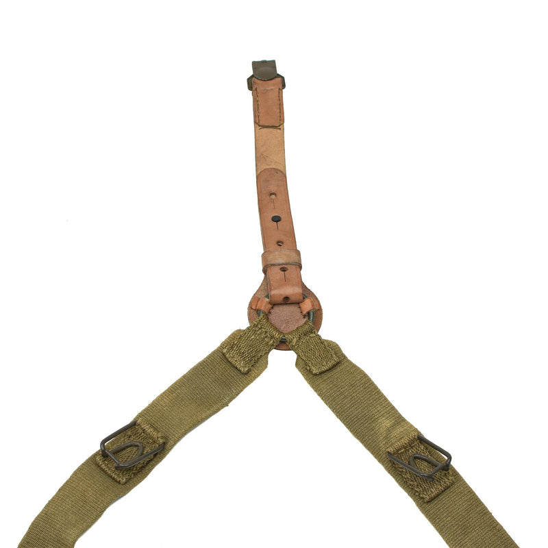 Original Czech Army Y-Strap canvas & leather suspenders harness shoulder