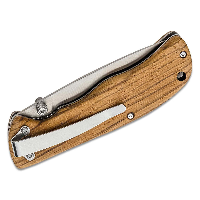 Boker Brand folding pocket knife Backpacker uncoated stainless steel wood handle