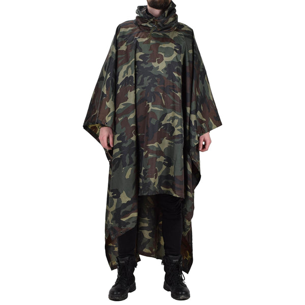 Original Turkish military camouflage poncho water resistant ripstop hooded army