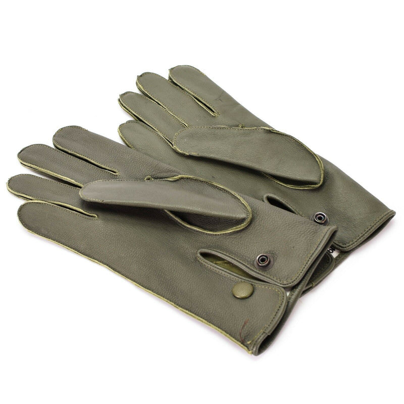 Genuine German Police issue real leather OD gloves patrol Olive O.D NEW Genuine
