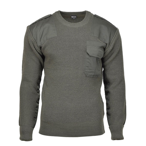 MFH Brand Military style commando pullover stock stitch knit sweater olive NEW