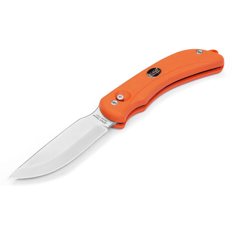 EKA Swedish fisherman knife G3 gut hook 59 HRC steel blade orange Proflex handle