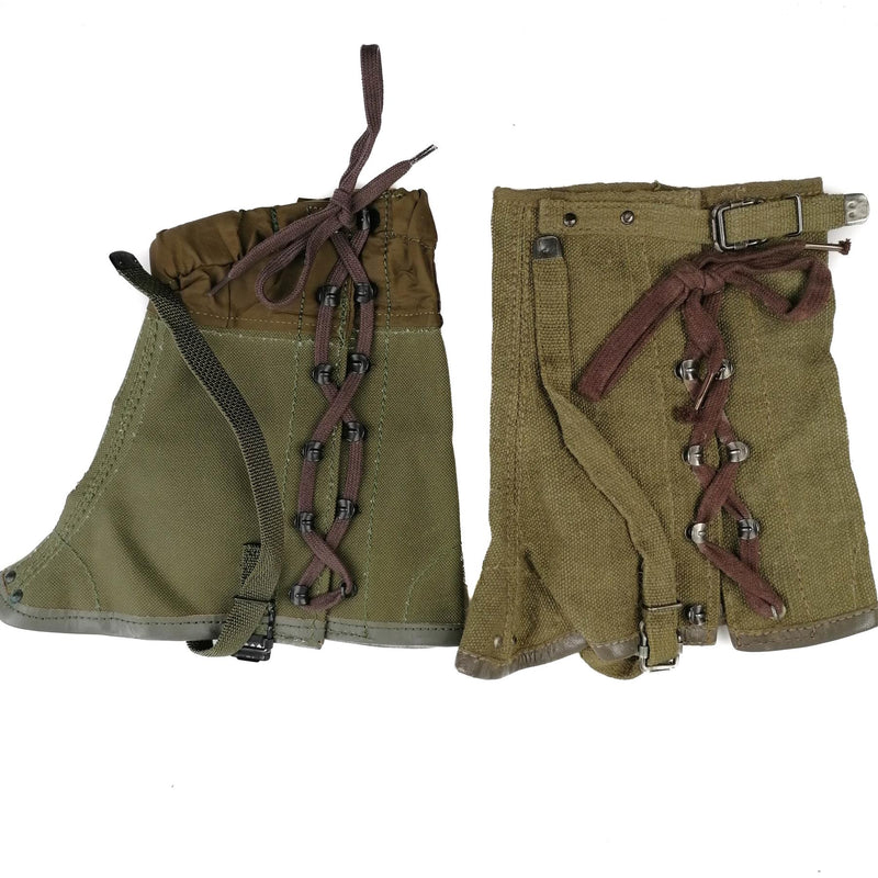 Genuine italian army Gaiters canvas OD olive hiking military surplus M70 combat