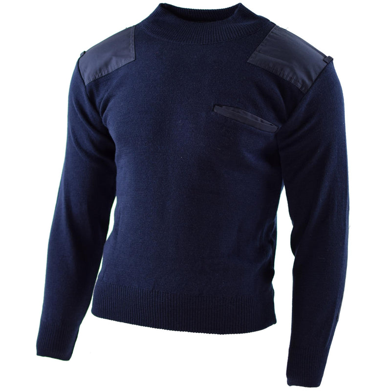 Genuine Dutch army pullover Blue Jumper Military Sweater Round Neck Officer