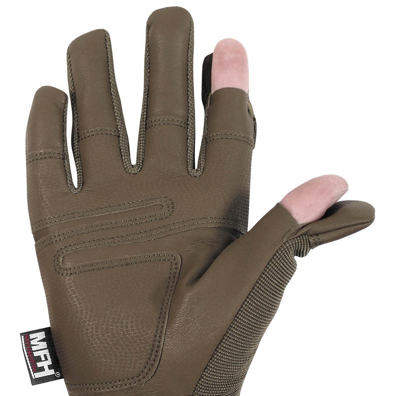 MFH Brand tactical gloves durable coyote combat free forefinger thumb breathable