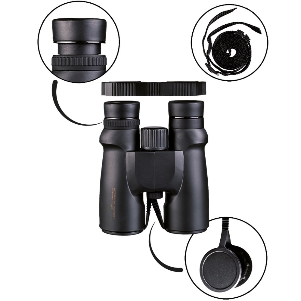 Mil-Tec Waterproof Binoculars 8x42 Black Outdoor Hunting Hiking Optics