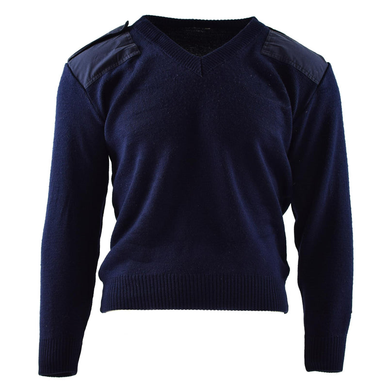 Genuine Dutch army Sweater Blue Jumper Military pullover Round Neck Officer