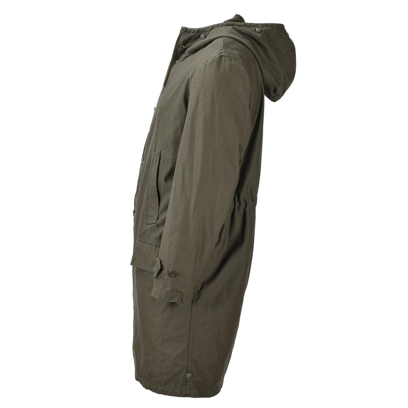 Original German military long parka jacket olive hooded field coat army outdoor