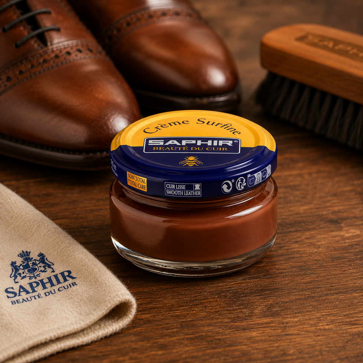Saphir Creme Surfine Leather Shoe Care Smooth Leather Cream 50ml Brown