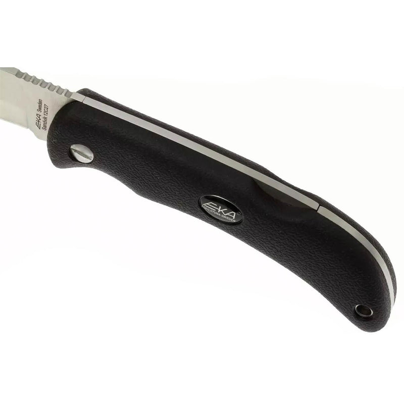 EKA Brand Swede 10 folding pocket knife nylon sheath 57 HRC steel black handle