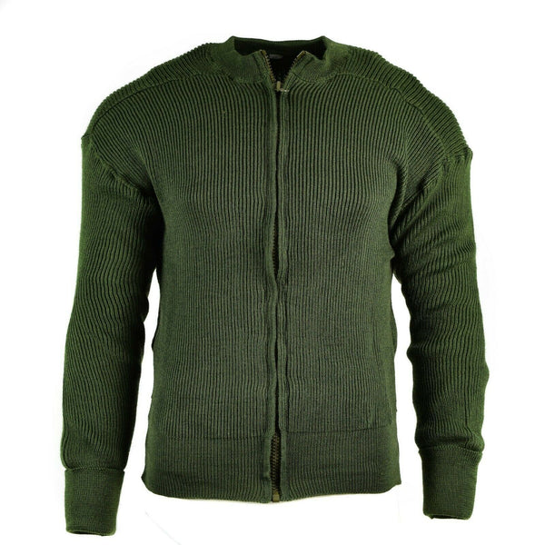 Genuine Swedish Military sweater Jumper green wool sweater full zip cardigan NEW