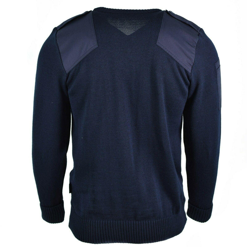 Genuine British Sweater army police pullover Commando Jumper blue V-neck Men NEW