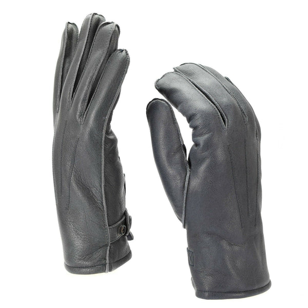 Genuine German Police leather gloves patrol grey lined wool 100% winter warm NEW