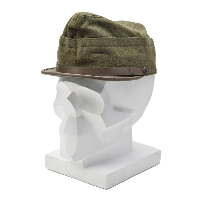 Original Italian military snapback field cap olive wool lightweight vintage