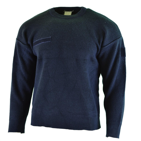 Genuine French army pullover Blue Commando Jumper Military Sweater Round Neck