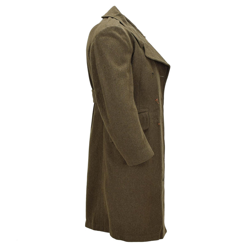 Original Canadian Army Wool Overcoat Military Surplus Vintage Olive Green