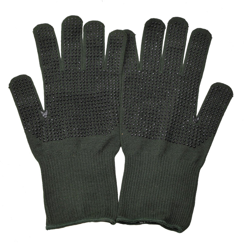 Original British Military gloves anti slip palms Nomex aramid fiber green NEW
