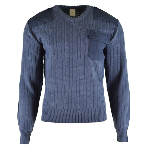 Original Czech army Sweater Jumper M97 Blue Wool V-neck military surplus NEW