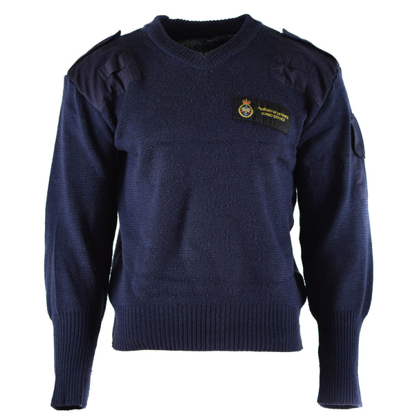 Original British defence service pullover Commando Jumper blue V-neck sweater