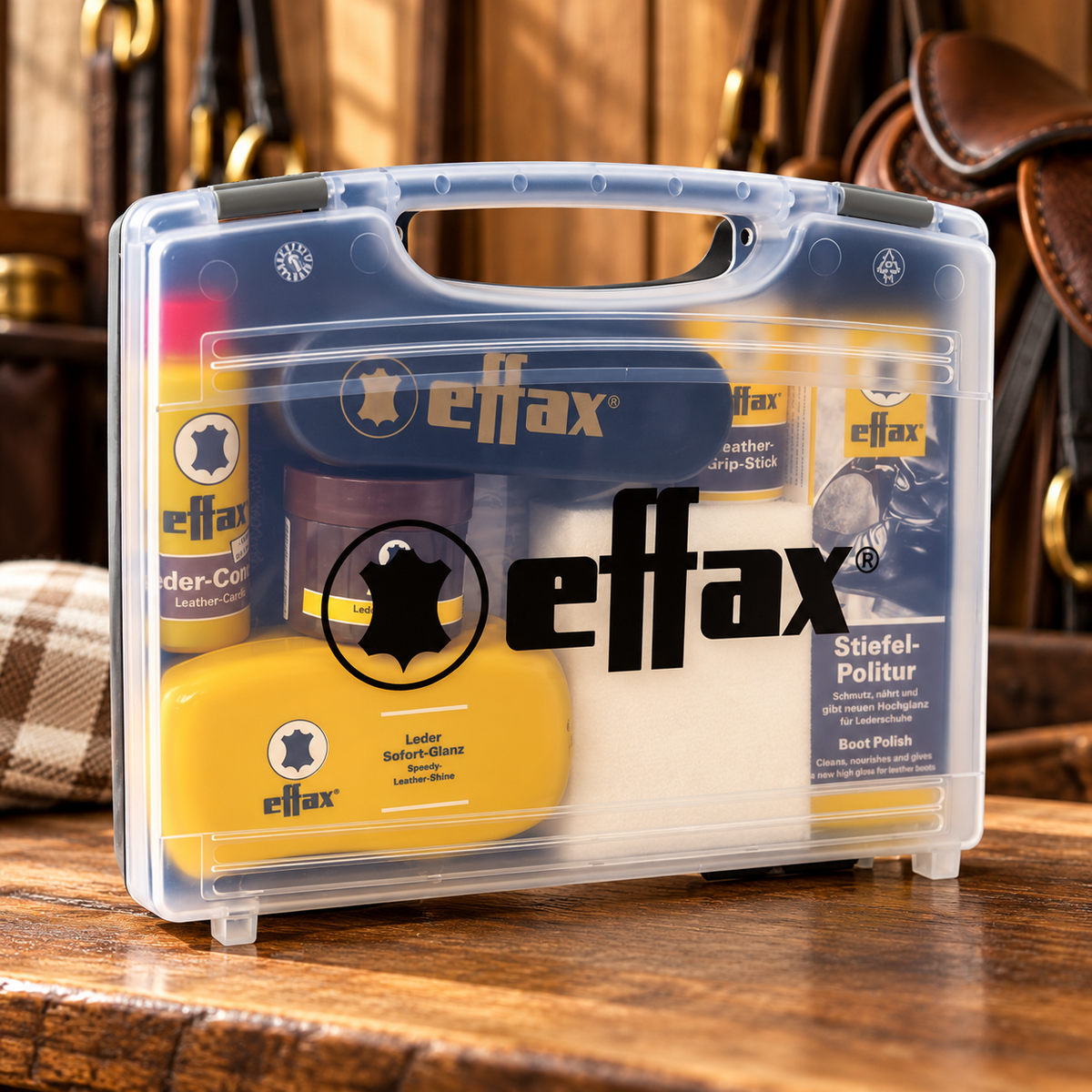 Effax Leather Care Case Complete Leather Cleaning Polishing Kit Travel Set