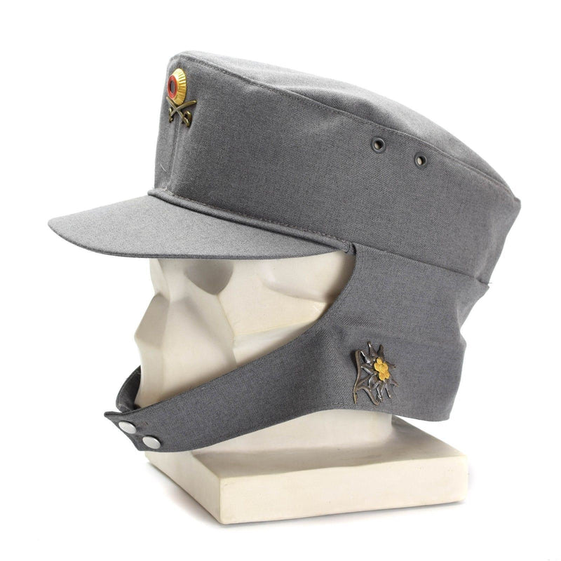 Original german army military Mountain cap Gebirgsjäger grey with flower badge