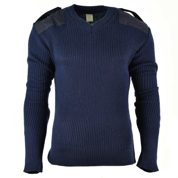 Original Italian pullover V-Neck Commando Jumper Dark blue sweater Wool