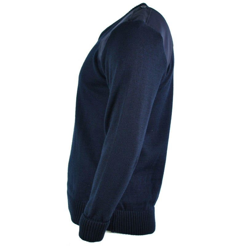 Genuine British Sweater army police pullover Commando Jumper blue V-neck Men NEW