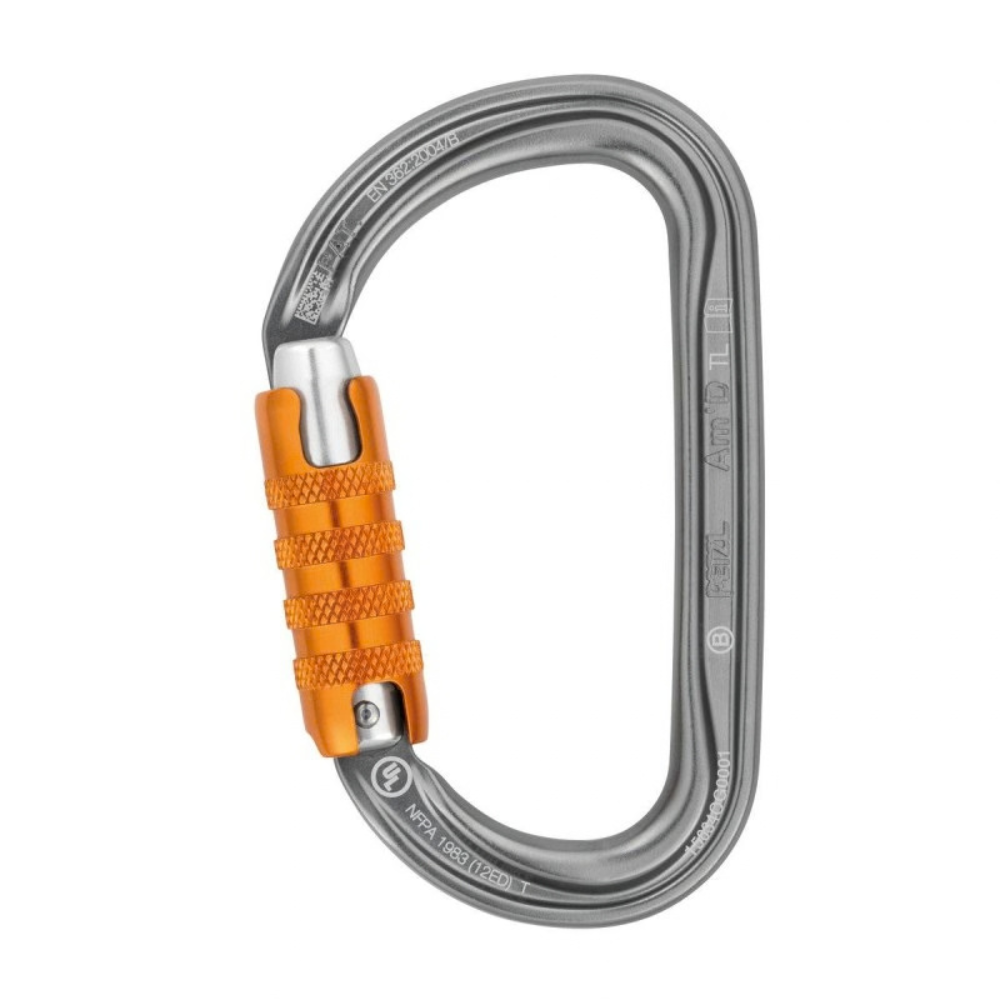 PETZL Am'D TRIACT-LOCK Aluminum Carabiner Climbing Automatic Lock Gray 27kN