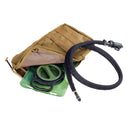 Coyote brown TF2 hydration pack with 1.5L water bladder, MOLLE attachments, and drinking tube with bite valve.