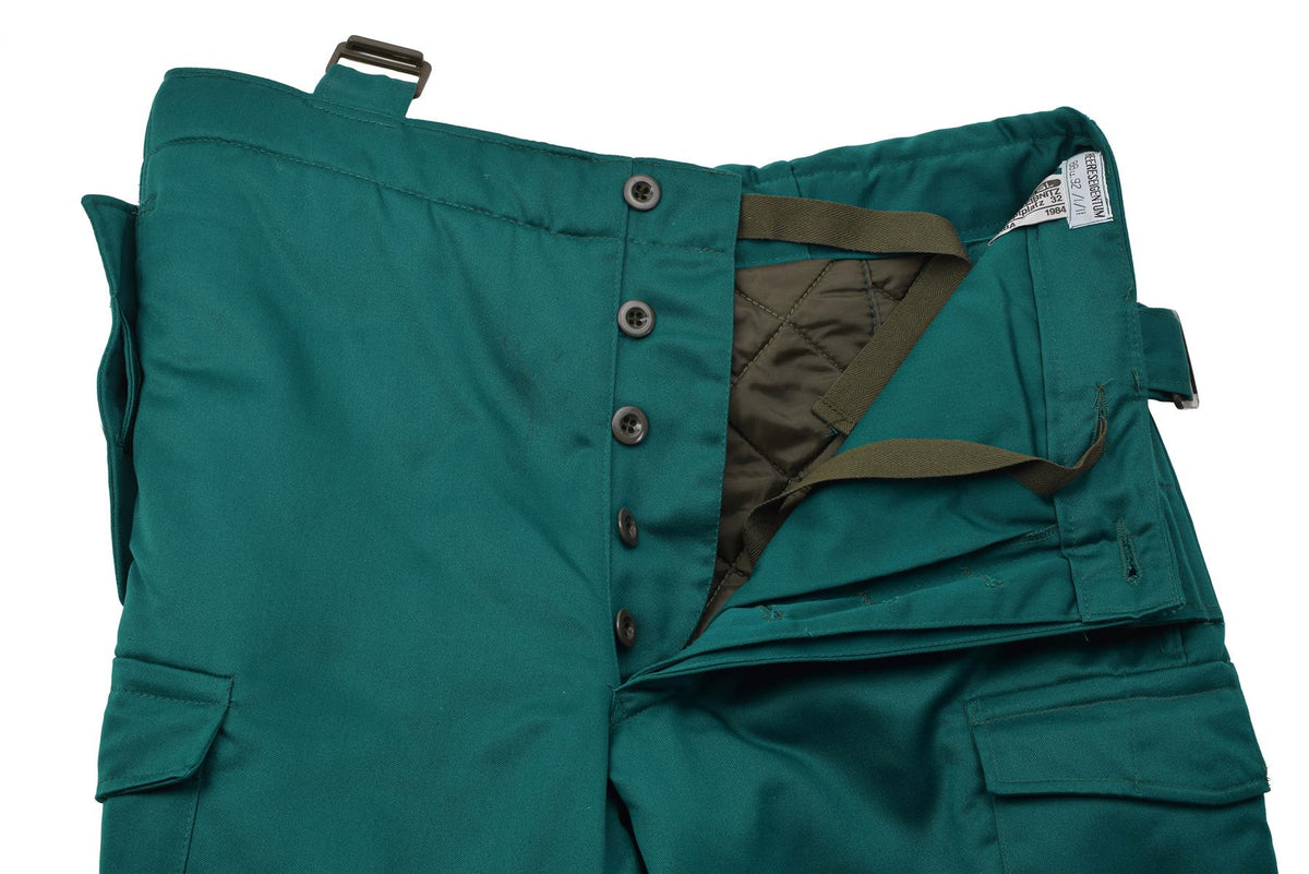 Original Austrian Military Thermal Bib Pants Cold Weather Insulated Green